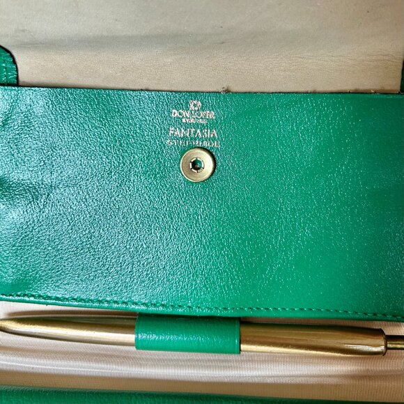 VTG Don Loper Beverly Hills Leather Mod MCM Wallet Green Brown Bone Vintage NWT - Picture 9 of 9